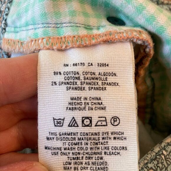 Pilcro & The Letterpress NWOT green and peach tiny floral skinny jeans runs big - Picture 14 of 15